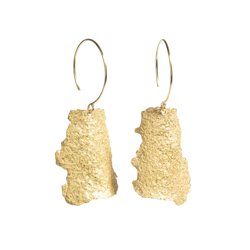 Good Vibes Dangling Gold Earrings by Emanuela Duca - These earrings feature an elegant design with dangling 18K gold elements that capture light and movement, adding a touch of sophistication to any look. Length: 2.25 inches.